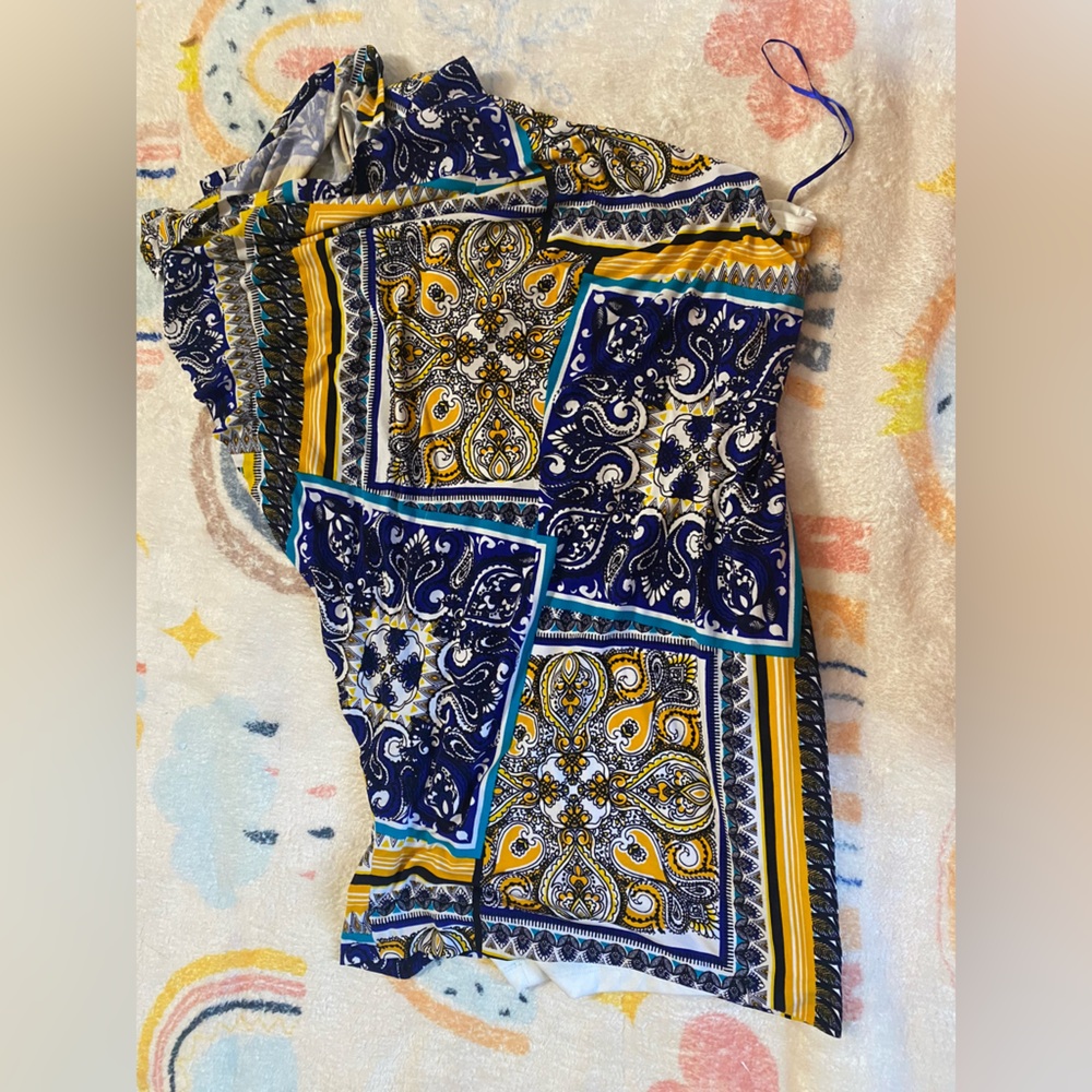 Caché printed Bodycon with a single hand ‘scarf’ extension
